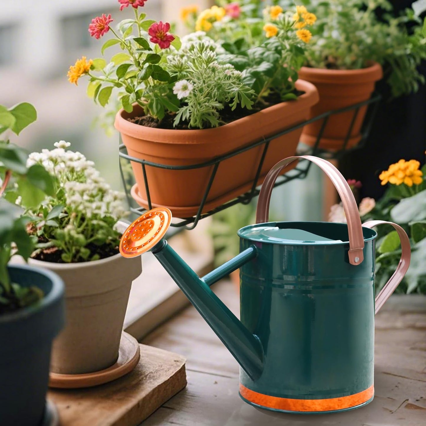 Metal Watering Can for Outdoor and Indoor Plants, Watering Can Decor, 1 Gallon (1 Gallon Green2)