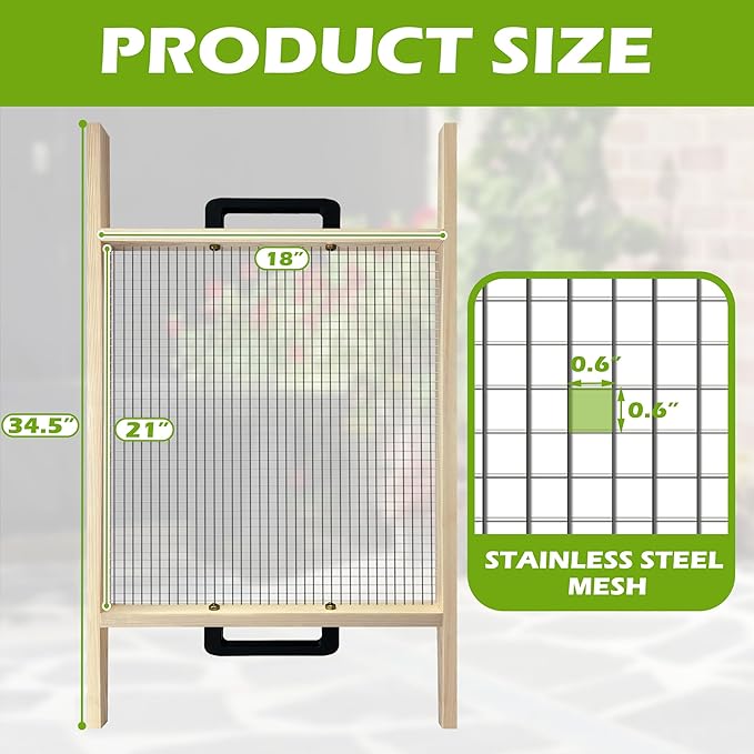 Montex Soil Sifter Large, Garden Rock Sifter, Garden Sifter for Sifting Soil, Worm, Leaves, Loam Soil, Sand and Gravel, Suitable for Wheelbarrow and Handheld