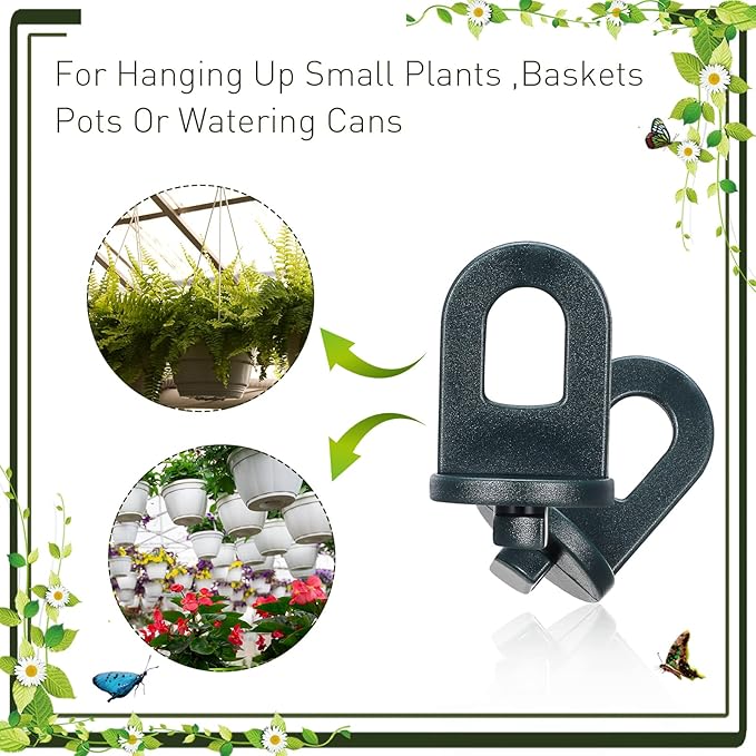 Ripeng 100 Pieces Greenhouse Hooks Hanger Twist Clips Greenhouse Fixing Clips with Stainless Steel S Hooks for Outdoor Garden Hanging Plants Plastic Insulation Netting Shading