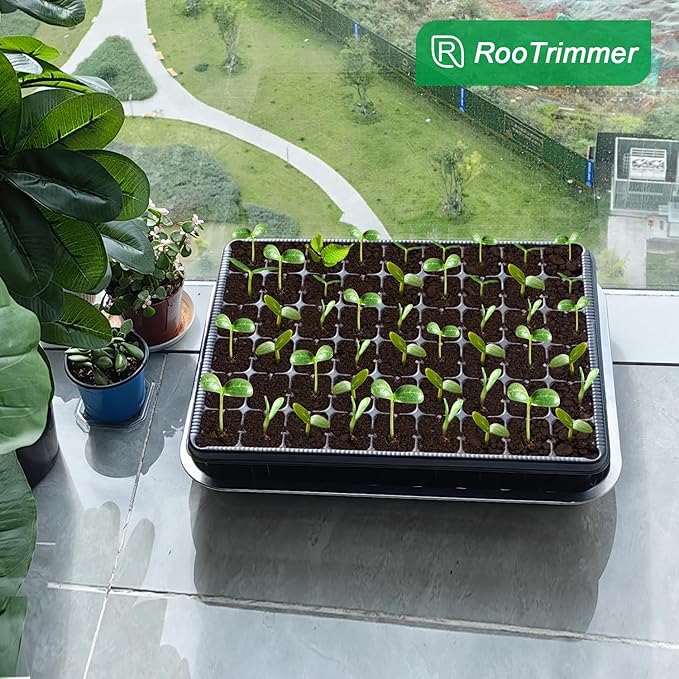 54 Cell Seed Starter Trays, 2.8" Deep Plug Flat Tray,10 Pieces Big Holes Germination Tray, Thick Durable Seedling Plastic Nursery Reusable Trays (11.14inch ×14.6 inch, 10-Pack)