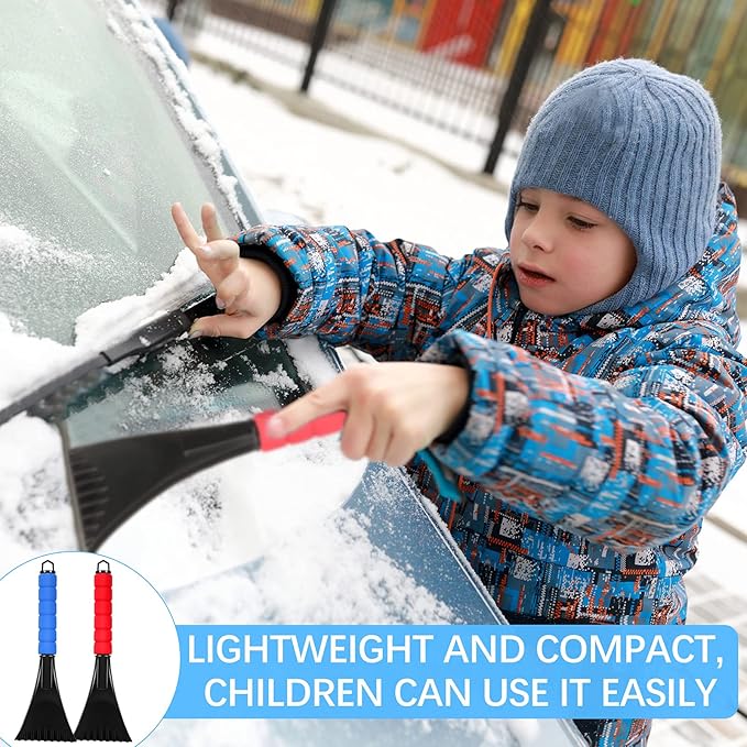 Frienda 12 Pcs Ice Scraper for Car Windshield Plastic Snow Frost Ice Removal Tool with Foam Handle for Cars Trucks Window