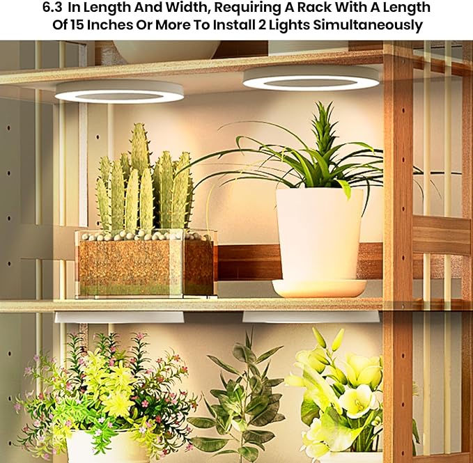 Mosthink 6.3" Ceiling Grow Lights for Indoor Plants, 288 LEDs Plant Light Full Spectrum, Under Cabinet Growing Lamp with Auto Timer, 10 Dimmable Levels, 3 Modes with Transparent Cover,Corded