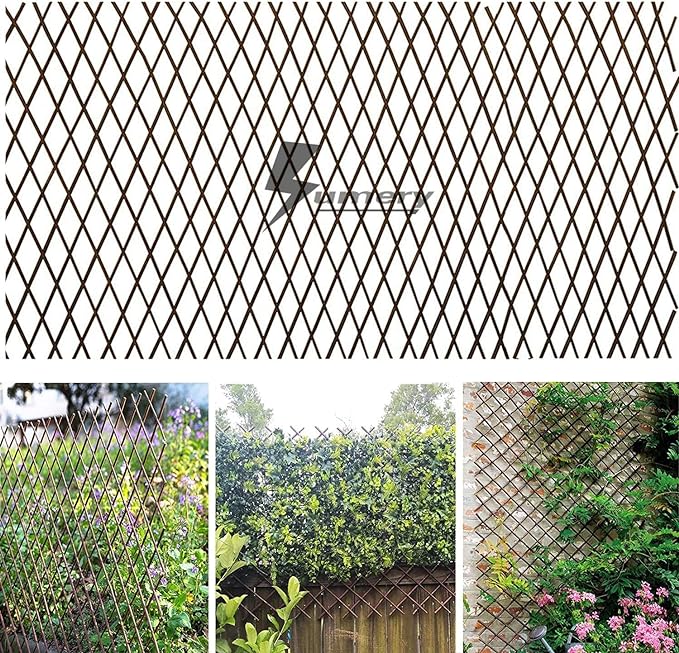 Nature Willow Trellis Expandable Plant Support Plant Climbing Lattices Trellis Willow Expandable Trellis Fence for Climbing Plants Support 36x92 Inch,Double Panel (1, Willow Wicker Fence)