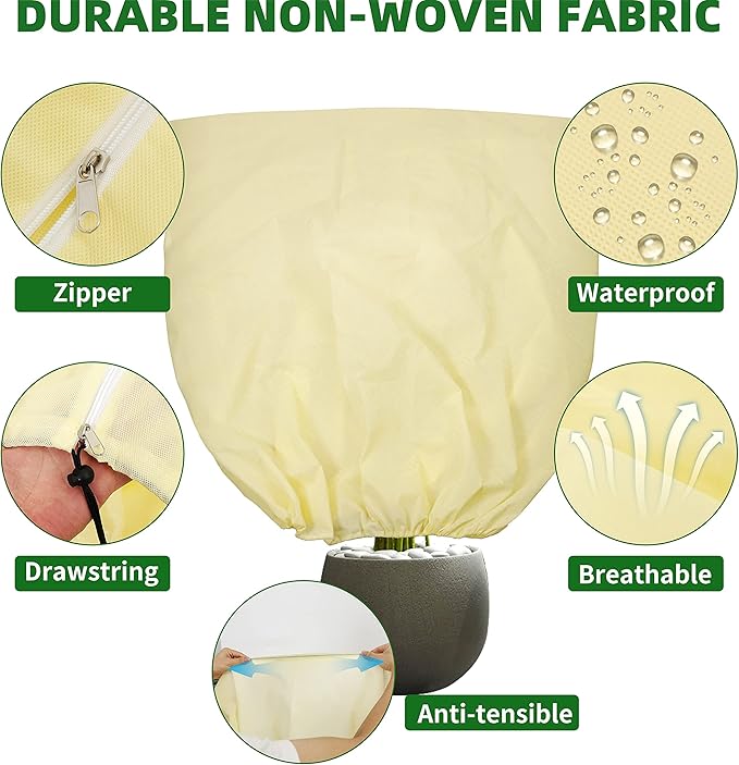 TCBWFY 95x80 Inch Huge Plant Covers Freeze Protection Frost Cloth for Outdoor Plants,2.82oz/yd² Thickened Winter Tree Covers with Zipper Drawstring,2 Pack Frost Blanket from Wind,Pest and Animal