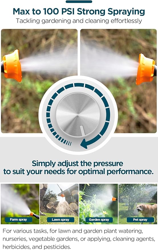 4 Gallon Battery Powered Backpack Sprayer with Mixer, 100 PSI Powerful Pressure Weeds Insecticide Pesticide Electric Sprayer, 31.50 in Metal Spray Pole, 5 Nozzles, Ergonomic Backpack, for Lawn Garden