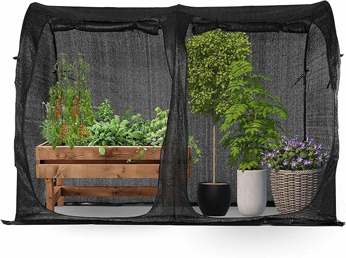 Large Tunnel 8.2'x4' Sunshade Cloth Gardening Net,Easy Set up 6FT Tall Crops Shade Net Cover, UV Resistant Plant 80% Sunblock Net for Vegetables,Fruits and Mini Flower Pot with Stakes and Carry