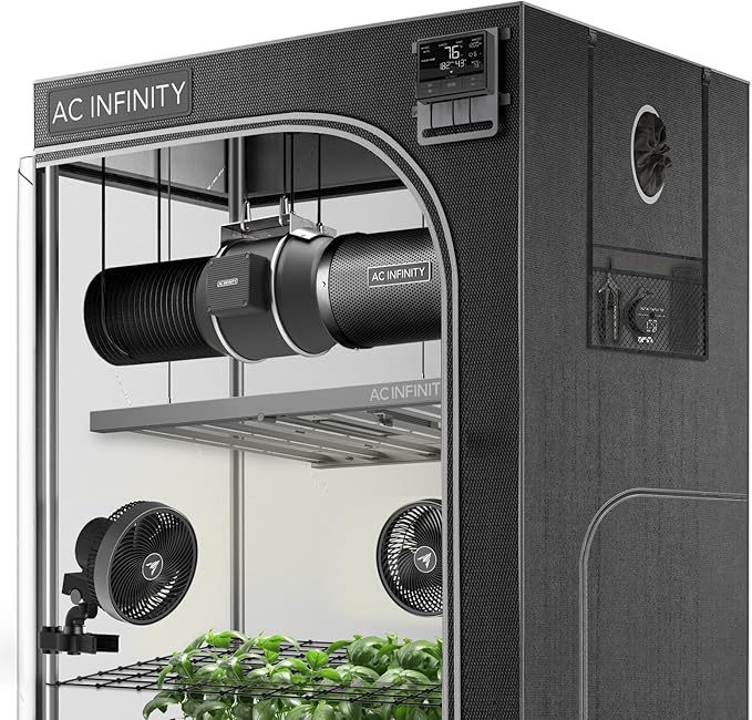 AC Infinity AI Grow System PRO 4x4, 4-Plant Kit w/WiFi App, Includes Dynamic Self Learning AI Controller, LM301H EVO LED Lighting, 2000D Mylar Tent w/Lab-Tested Reflectivity, Largest Zippered Window