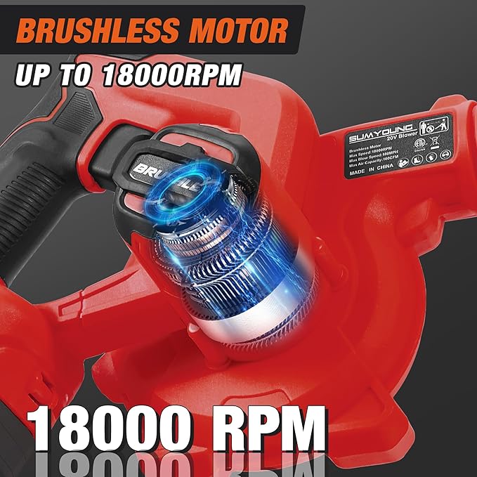 Cordless Leaf Blower for Milwaukee M18 Battery,Electric Jobsite Air Blower with Brushless Motor,6 Variable Speed Up to 180MPH,2-in-1 Handle Electric Blower and Vacuum Cleaner(Battery Not Included)