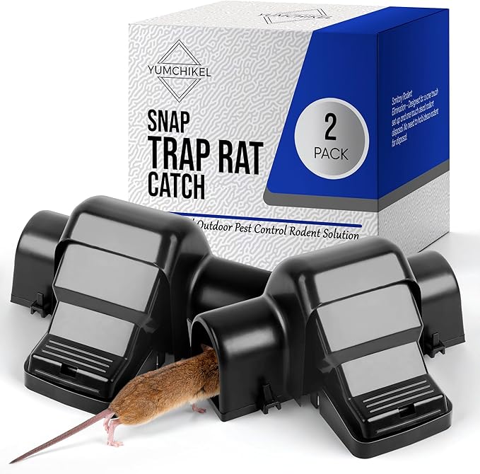 Covered Rat & Chipmunk Traps,Prevents Accidental Triggering with Tunneled Design,Human Reusable Rodent Trap Catcher for Indoor & Outdoor Use,Quick Setup & Easy Clean, rat traps outdoor large fast kill