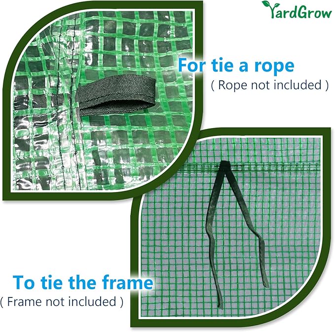 YardGrow Greenhouse Replacement Cover Larger Walk in Outdoor Plant Gardening Greenhouse, 2-Doors with 2 Mesh Windows, Frame Does NOT Included (25'x10'x6.6')