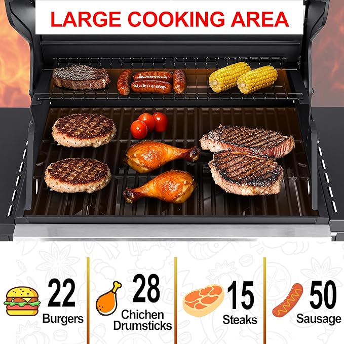 3-Burner Propane Gas Grill with Stainless Steel Cabinet - Outdoor BBQ Grill Side Table, Knob Controls, Cast Iron Grates & Thermometer