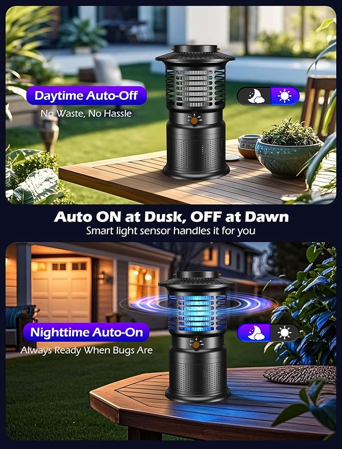 4-in-1 Mosquito Trap & Bug Zapper, Portable Rechargeable Fly Zappers with 10000mAh Battery, Bug Zapper Indoor with Silent Wind Suction, Auto On/Off Zapper Outdoor