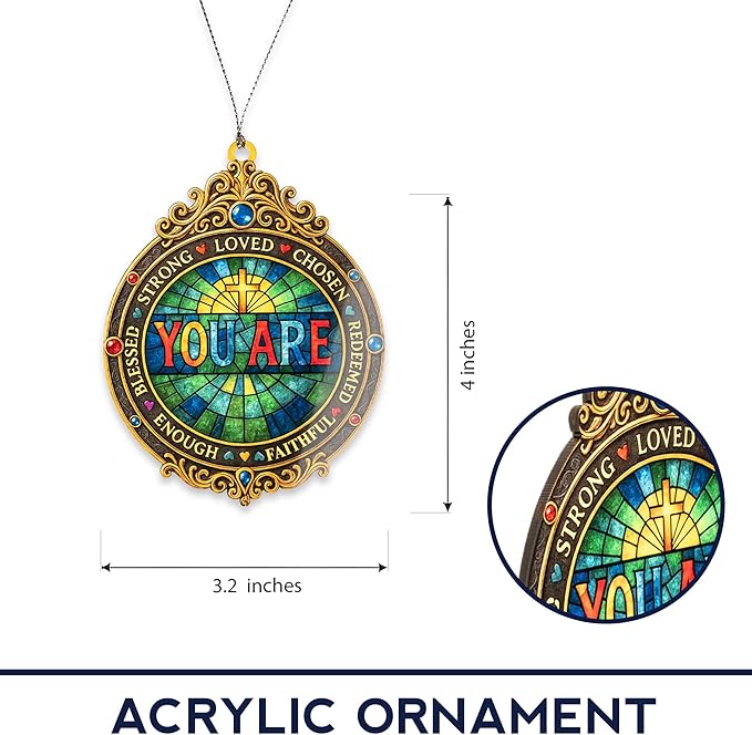 Christian You Are Cross Ornament – christian ornament – religious gifts – bible decor – christmas ornament – Suncatcher effect window hanging – Car Hanging