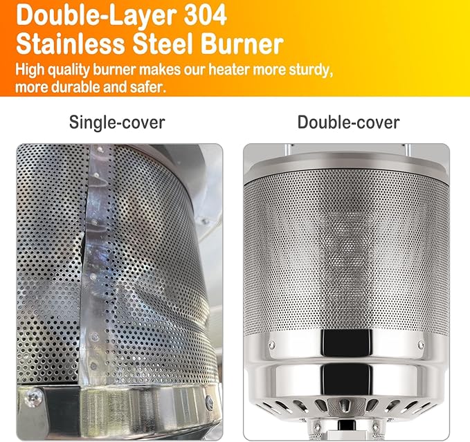 Hykolity 50,000 BTU Propane Patio Heater with Table Design, Stainless Steel Burner, Triple Protection System, Wheels, Outdoor Heaters for Patio, Garden, Commercial and Residentia(Brown)