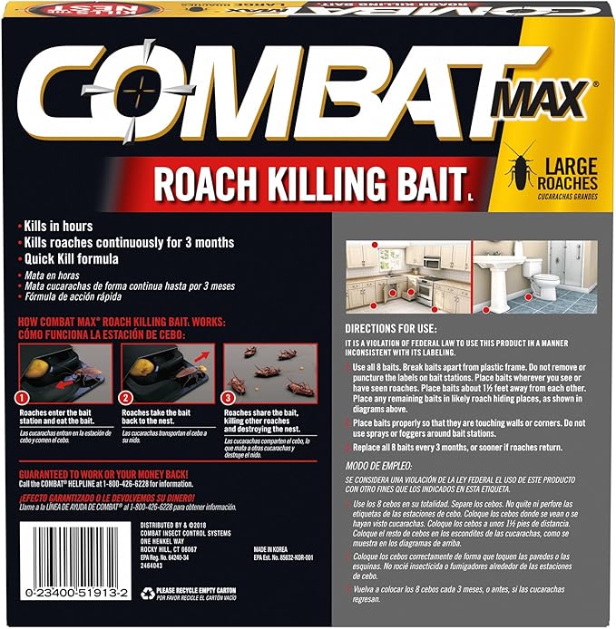 Combat Max Large Roach Killing Bait, 8 count (Pack of 1)