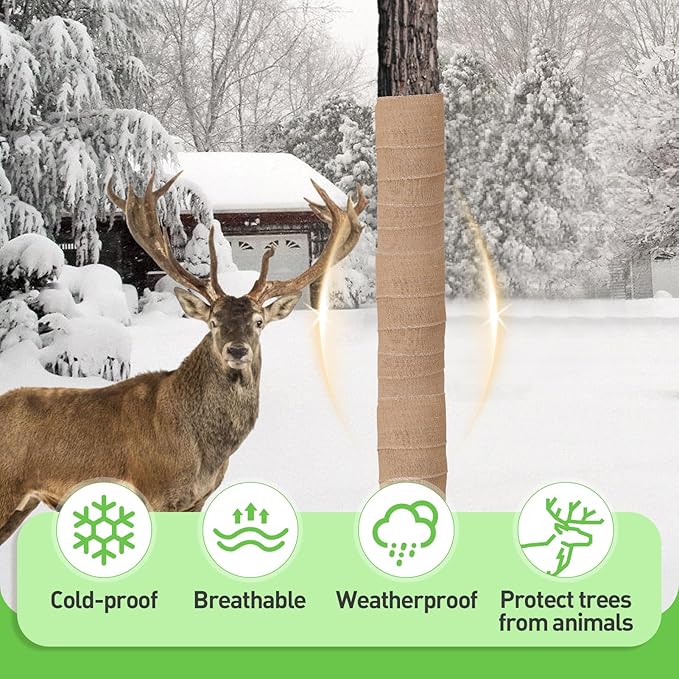 ANPHSIN 4 Rolls Natural Burlap Tree Wraps - 4.7in x 16.4ft Burlap Tree Protector Wraps, Burlap Rolls Trunk Guard for Gardening Tree, Antifreeze Plant Bandage to Keep Warm