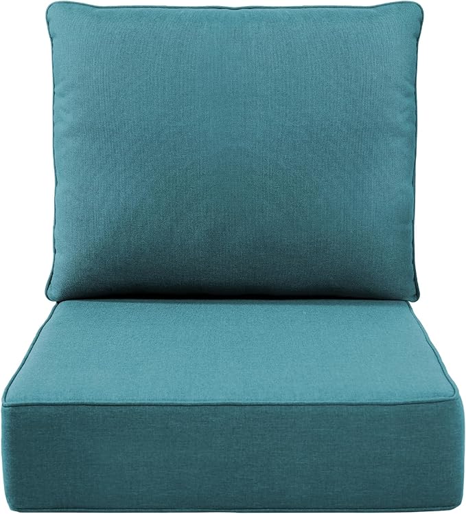 Luxury 6" Outdoor Cushions for Patio Furniture, 24x24x6 Thick Seat Cushion Set, Fade Resistant Couch Chair Replacement Cushions High Density Deep Wicker Chair Cushion with Removable Cover, Green