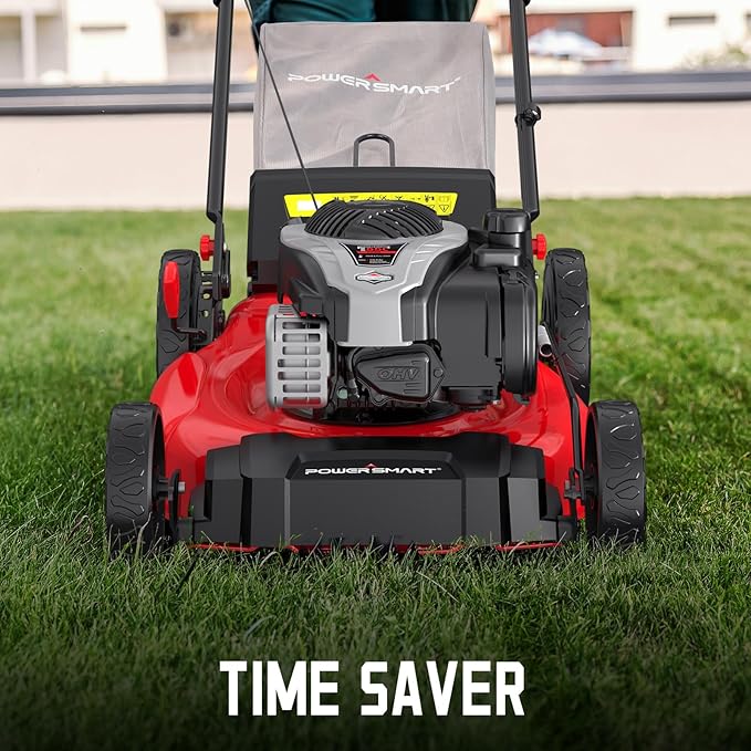 PowerSmart Self Propelled Gas Lawn Mower 21-Inch with Briggs and Stratton E550 140cc Engine 2-in-1 Mulch and Bagger B8721S1