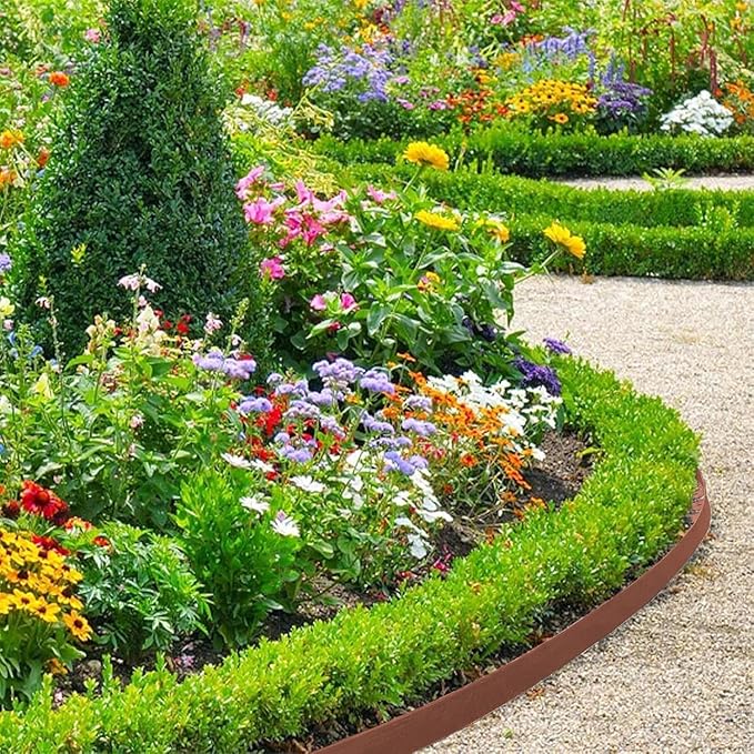 Garden Edging,33ft Landscape Edging Garden Borders Edging【2INCH Hight】 Paver Edging Include 30 Stakes, Flexible Lawn Edging Border for Yard, Lawn, Gardens(Brown)