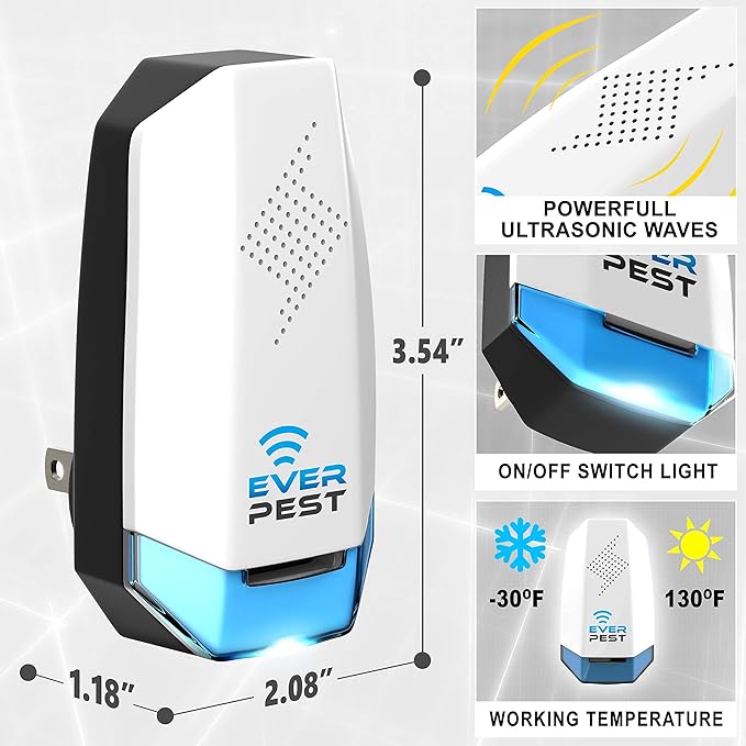 Ultrasonic Pest Repeller Control Plug in 2 Pack- Electronic Insect Defender - Roach Bed Bug Mouse Mosquito - Indoor Reject - for Cockroach Ants Mice Fly Rat Bedbug Model UD9284