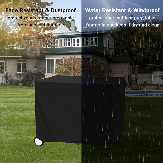 Outdoor Prep Table Cover for Royal Gourmet Movable Dining Cart Table 40"x24"x32", Outdoor Bar Cart Cover for 40 inch Worktable, Waterproof Patio Dining Cart Cover