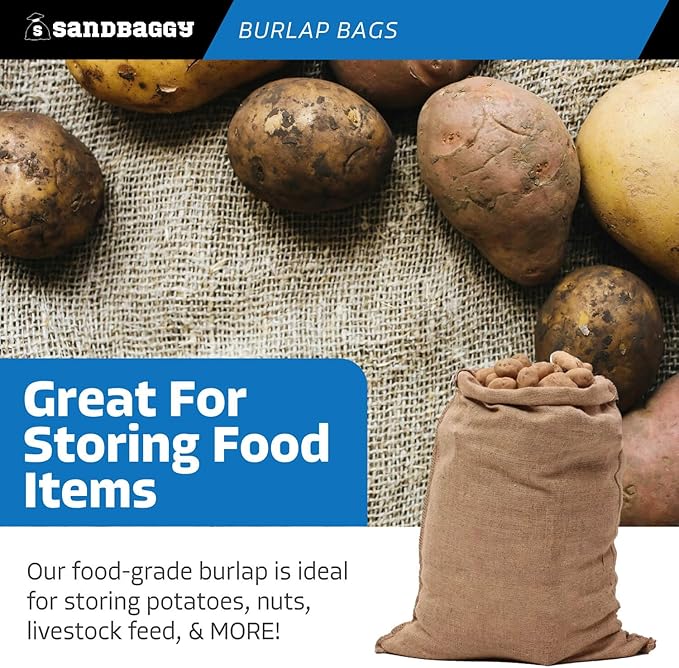 Burlap Bags 22" x 36" - Great for Planting/Gardening - Kids Sack Bag - Plant Covers - Sacks Burlap by Sandbaggy - Food Grade (Pack of 500)