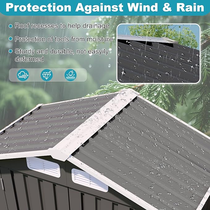 5X3 FT Outdoor Metal Storage Shed, Tool Shed with Peaked Roof and Lockable Door, Compact Garden Shed for Backyard Garden Patio Lawn, Gray