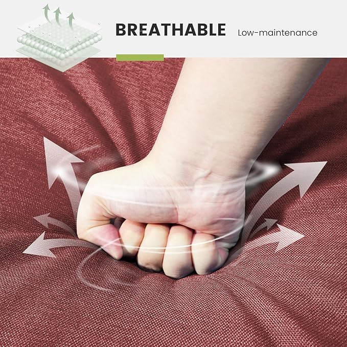 Outdoor Chair Cushions for Patio Furniture - 1 Pack Outside High Back Thick Water-Resistant Cushion 22x24 with Zipper Cover for Wicker Glider Rocking Chairs Loveseat Couch – Red/Buckle