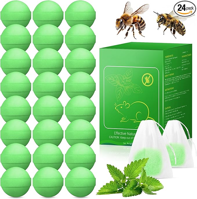 24 Pack Powerful Wasp Repellent Outdoor Indoor, Bee Repellent for Yellow Jackets, Hornets, Carpenter, Wasp Deterrent for Garden, Patio, Yard, Farm, Safe for Kids & Pets