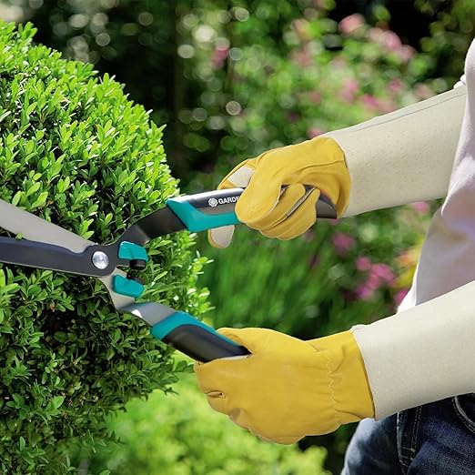 HLDD HANDLANDY Gardening Gloves Long Sleeve for Women and Men Cactus Protection Leather Garden Gloves for Cactus, Golden Yellow, S