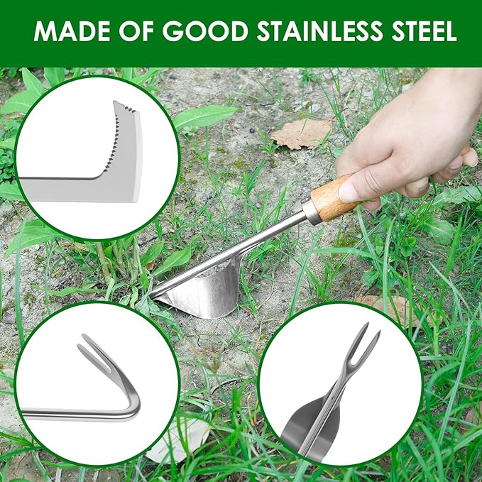 4 Pack Weed Puller Tool, Stainless Steel Hand Weeder Tool, Crevice Weeding Digger Tool, Gardening Tools for Cracks, Driveways, Lawn Edger, Moss Removal