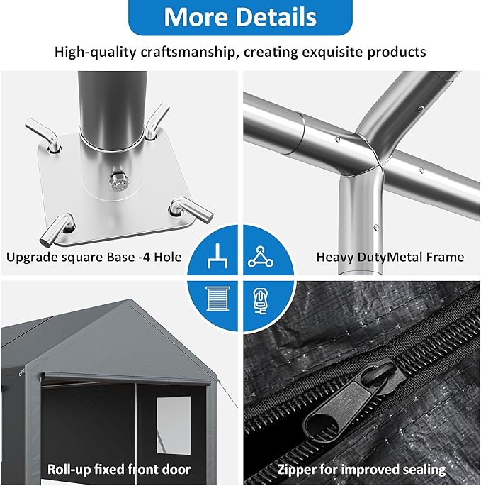 Polar Aurora Carport 20x20 FT, Heavy Duty Car Port Canopy, with 2 Side-Opening Door & Roll-Up Windows, Outdoor Portable Garage for Car, Truck, Boat, Motorcycle