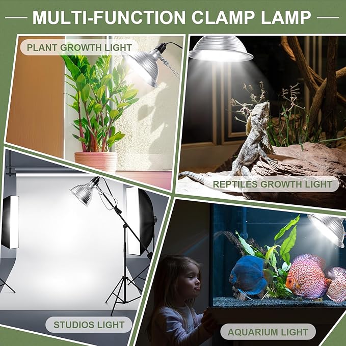 Macarrie 20 Pcs Adjustable Clamp Lamp Light with Aluminum Reflector Up to 150 Watt (No Bulb Included) E26 Socket SPT-2 18awg 6FT Cord(5.5 Inch)