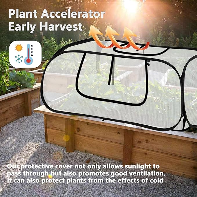 45*22*16" Plant Covers Freeze Protection with Two Air Hole and Breathable Mesh for Raised Beds, Accelerator Plants Cover, Mini Greenhouse Cover, Frost Cover for Plant Vegetable Seedling Protector 2PCS