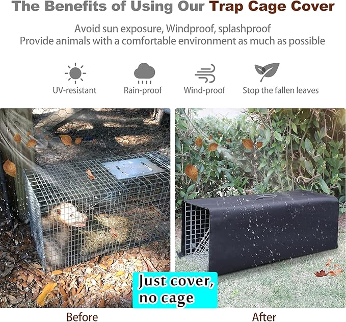 Live Animal Trap Cage Cover, Cat Trap for Stray Cats 32 Inch Folding Skunk Trap with Real Door for Raccoons, Opossums, Groundhogs, Skunks, Feral Cats, Squirrels (Only Cover)