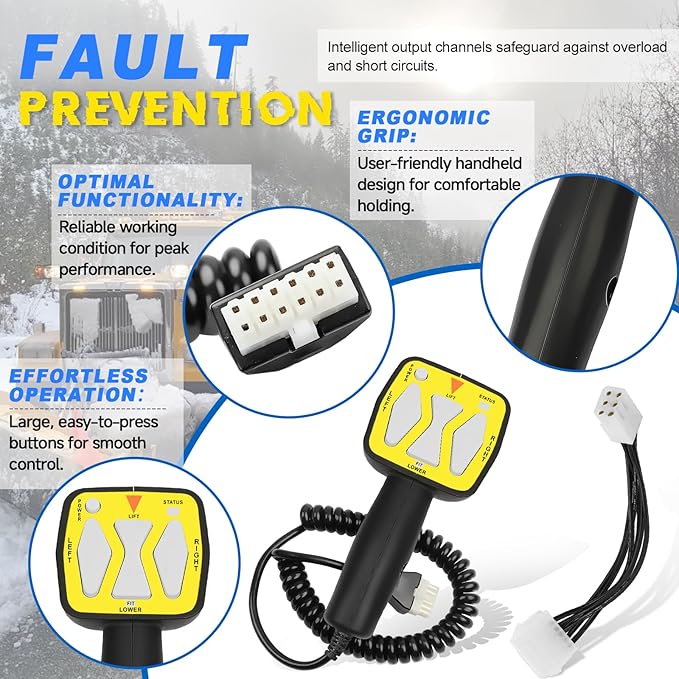 Snowplow Handheld Controller Fit for Meyer Diamond Snow Plow Blade E-47 | E-60 | E-57 | 56462 , OE RP1306901, Straight Blade Plows, 6 Pin Plug Hand Held Controller