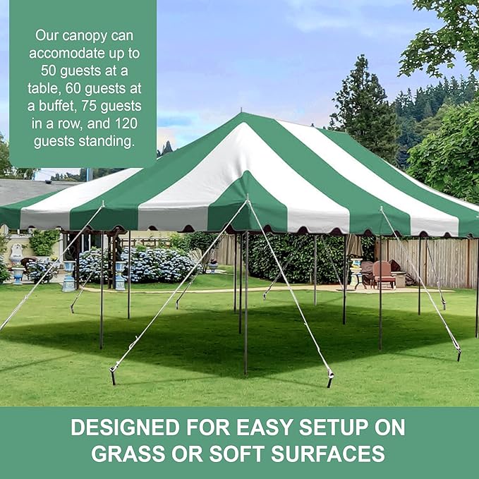 Party Tents Direct 20'x 30' Weekender Canopy Pole Tent with Sidewalls - Easy Up Canopy Tent with 120 Person Capacity - Outdoor Canopies for Parties, Weddings, and Events (Green/White)