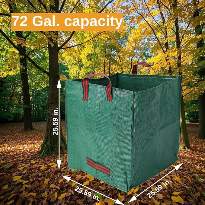 72-Gallon Leaf Bags (Pack of 2) - Reusable Yard Waste Bags with Reinforced Handles, Foldable & Portable for Lawn, Garden, Leaf Collection, and Home Yard Cleanup