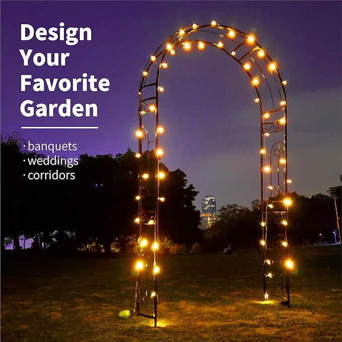 SCENDOR Metal Pergola Arbor, 95.3" H x 45" W Garden Wedding Arch Curved Metal Enduring Iron Garden Arch Trellis for Climbing Plants Outdoor Ceremony Arty Decoration