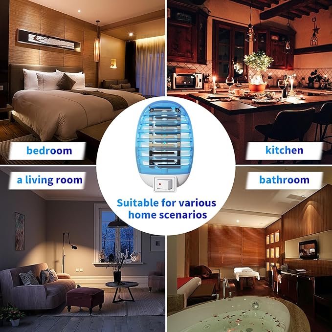 Bug Zappers Indoor, Flying Insect Trap Plug-in, Mosquitoes Killer, Fly Traps for Indoors, Mosquito Zapper Gnat Moth Catcher for Living Room, Home, Bedroom, Office, Patio, Kids & Pets - 6 Packs