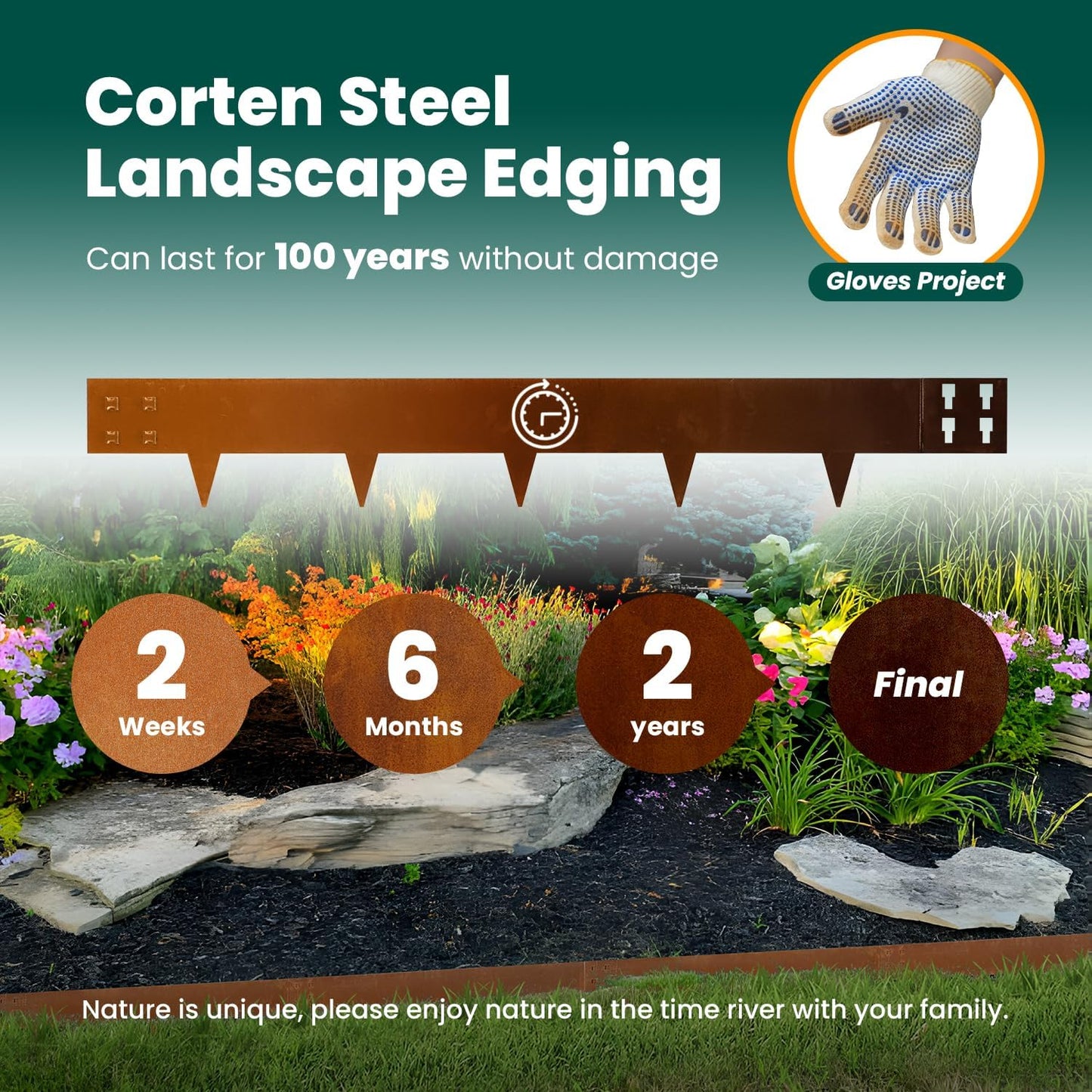 Corten Steel Landscape Edging 40" Lx 6" H Steel Landscaping Edging 6 pcs Metal Landscape Edging Garden Border Edge Patina for Yard Lawn Outdoor Flower Plant by GZGNEEVL