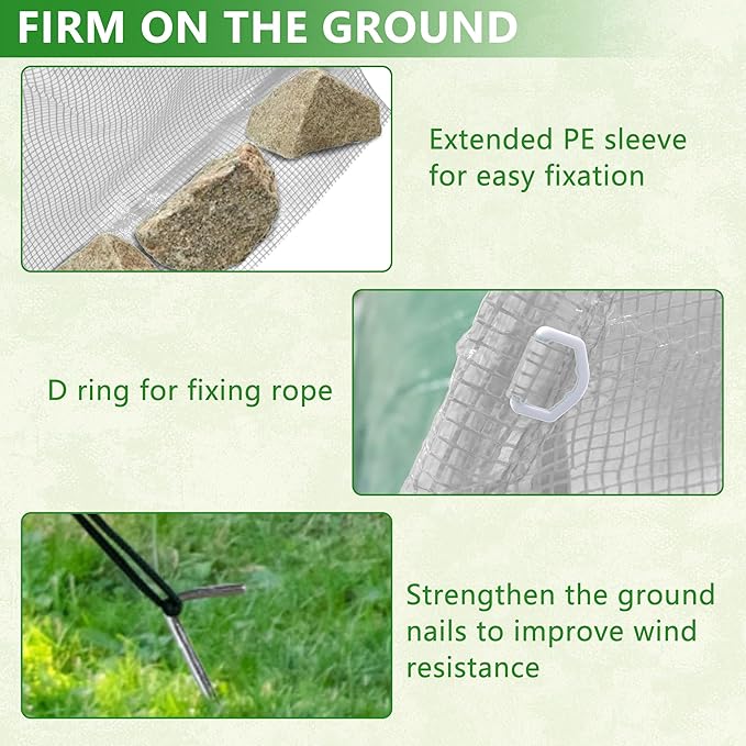 9.8x6.5x6.5 Ft Walk in Greenhouse, Portable Greenhouse, Greenhouse Tunnel, Heavy-Duty Outdoor Greenhouse with Watering System, Roll-up Zipper Door and Window for Outdoor, PE Cover, White