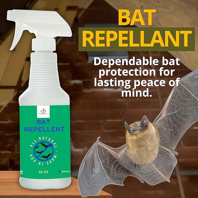 Bat Repellent Spray – Indoor and Outdoor Deterrent to Drive Bats Away from Nesting – Easy Application, Compatible with Any Outdoor Area – Suitable for Attic, Homes, and Barns – 16oz