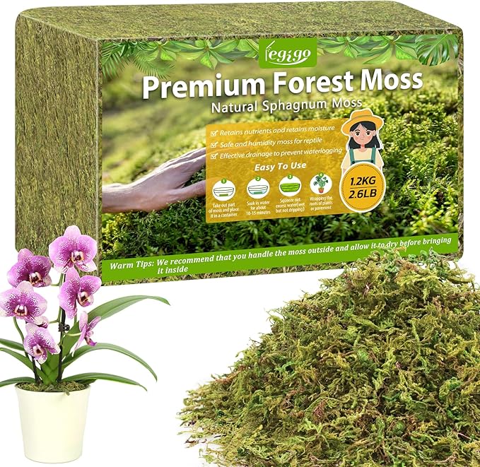 Legigo 2.6LBS Premium Forest Moss for Plants, 50 QT Natural Green Sphagnum Moss for Potted Plants, Dried Orchid Moss Potting Mix, Soft Real Moss Decorative for Houseplants Orchids Succulents Reptiles