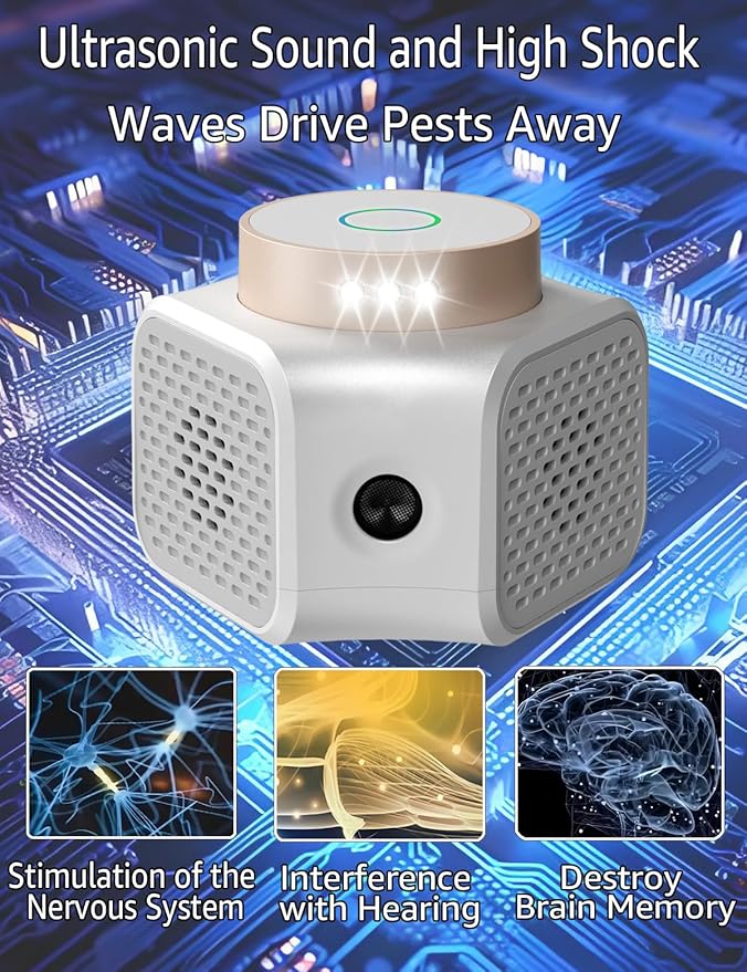 Pest Repellent Ultrasonic Plug in, Mice Repellent Indoor Pest Control for Rodent Squirrel Mouse Rat Bat Repeller, Electronic Plug in for House Kitchen Garage Basement Attics