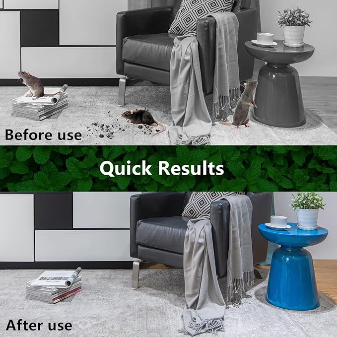 Mouse Rodent Repellent, 48 Pack Peppermint Lemon Oil Mice Repellent for Squirrel Rats Spider Pests, Natural Deterrent for Kitchen, Warehouse, Car, Cat, Indoor, Outdoor Safe for Pets & Family