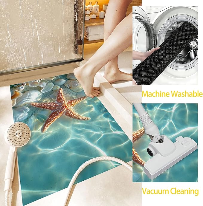 Welcome Mat Indoor,Starfish Front Door Mat,Summer Sea Shells Entryway Rug for Porch Patio Non-Slip Outdoor Entry Doormat for Back Door Outside Entrance Hallways,30 x 17 Inch