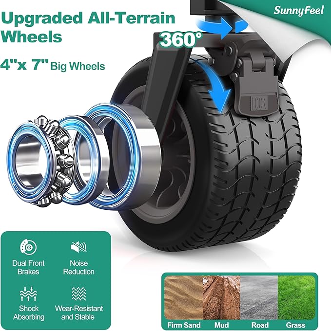 SUNNYFEEL Double Decker Wagon, Collapsible Outdoor Utility Wagon Cart 500LB Capacity Adjustable Handlebar,Foldable Wheels Stable Durable Oxford Fabric for Shopping Garden Camping (Black, Double Deck)