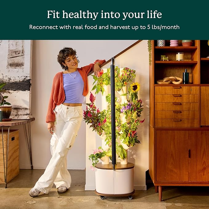 Gardyn Studio Vertical Hydroponics Growing System Kit - 16 Non-GMO Plants, Herbs, Vegetables - Tower Garden - Hydroponic Herb Garden Planter Indoor Kit - Indoor Gardening System with LED Grow Lights