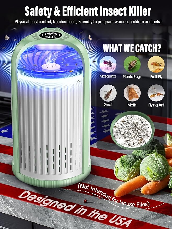 Fruit Fly Traps for Indoors, Smart Fly Trap Indoor Bug Zapper Gnat Traps for House Indoor Plant, Pest Control with 10PCS Refills - Green & White